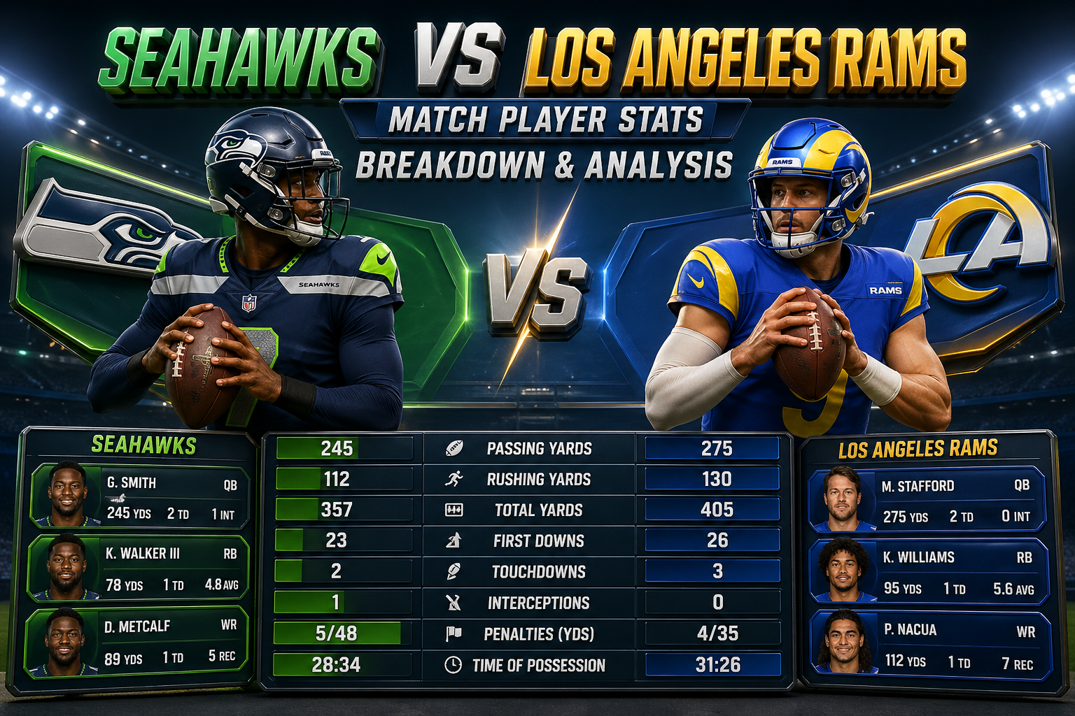 Seahawks vs Los Angeles Rams Match Player Stats